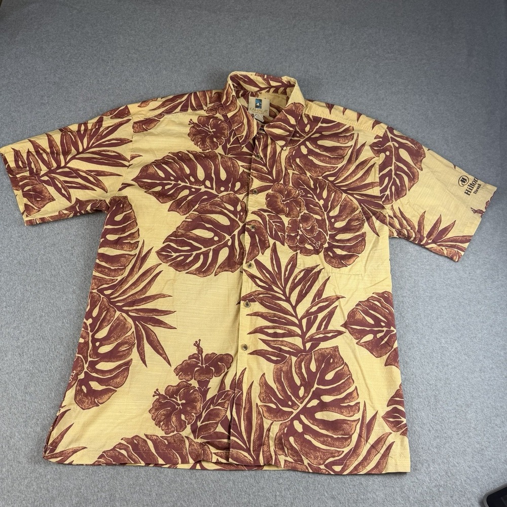 Kahala Hilton Hawaii Aloha Shirt L Cotton Lawn Tropical Camp Resort Floral